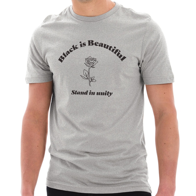 Black Is Beautiful Cotton Short Sleeve Graphic Shirt Heather Grey XS