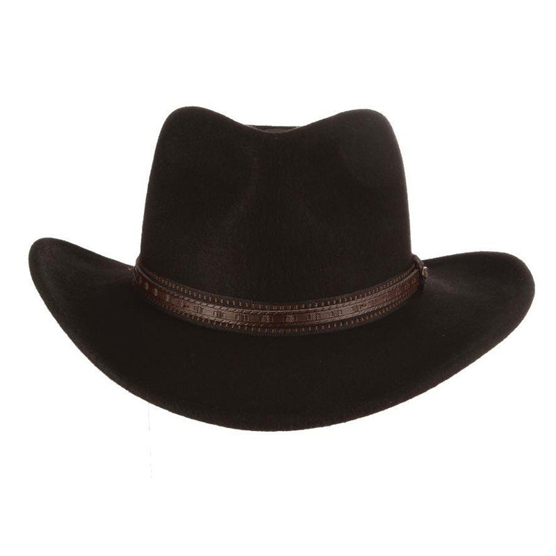 Crushable Water Repellent Wool Felt Outback Hat – Scala Hat Black Large (59 cm)