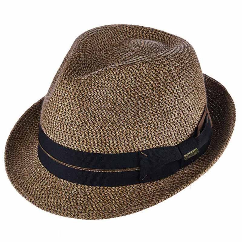 Danville Double Ribbon Bow Brown Tweed Fedora Hat – Scala Hats for Men Brown Tweed Medium (57 cm)