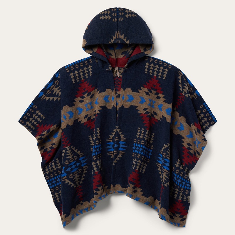 Hooded Serape Blanket Wrap Blue XSS