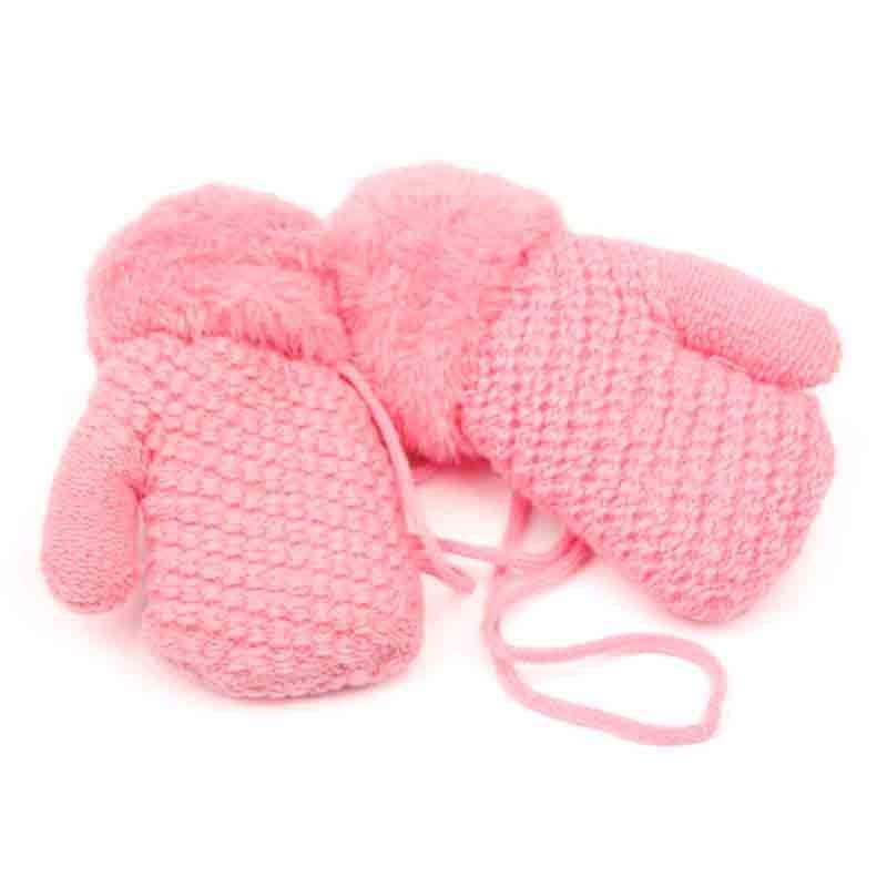 Kid’s Knit Mittens with Sherpa LIning Pink