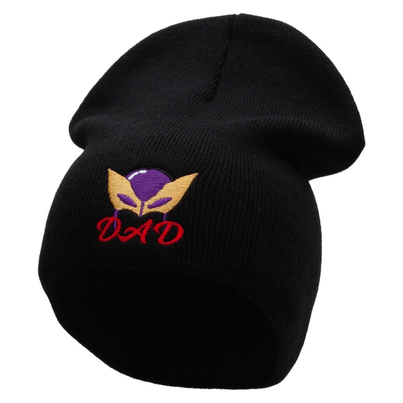 Made in USA Super Hero Dad Embroidered 8 Inch Solid Knit Short Beanie Black One Size
