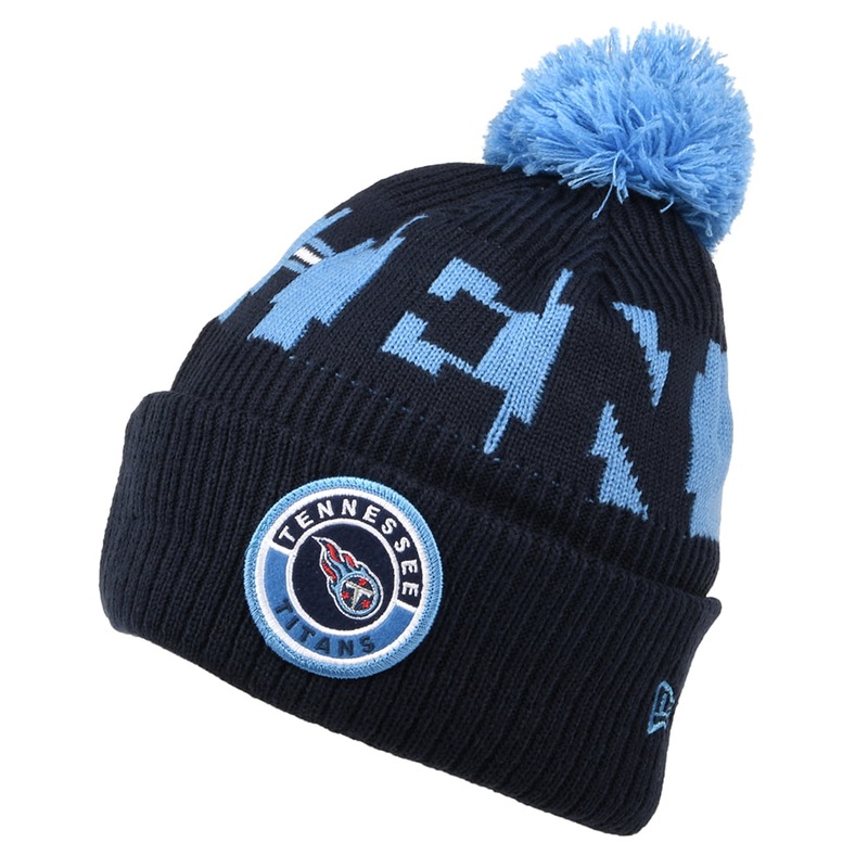 New Era Tennessee Titans Bobble Hat – NFL On Field Sport Knit – Navy-Blue 1-Size