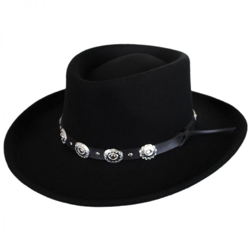 Western Wool Felt Gambler Hat BLACK S