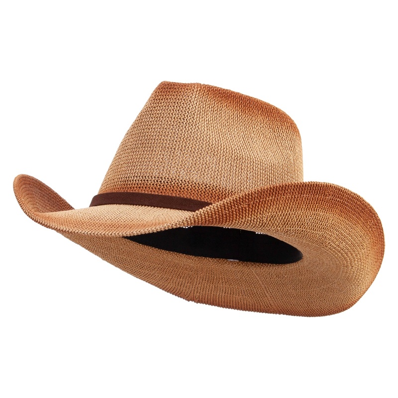 Women’s Paper Knit Woven Stained Edge Cowboy Hat Natural One Size