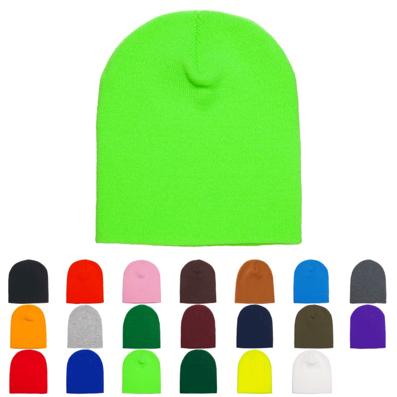 Yupoong 1500KC Short 8″ Beanie, Knit Cap – YP Classics Black