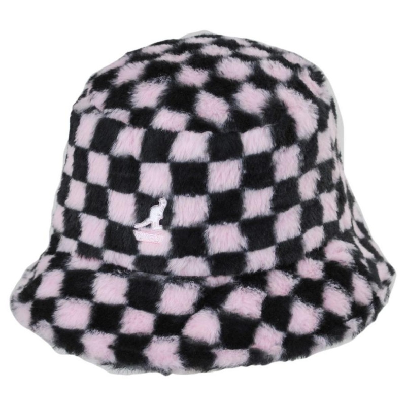 Checkerboard Faux Fur Bucket Hat PEPTO CHECK S