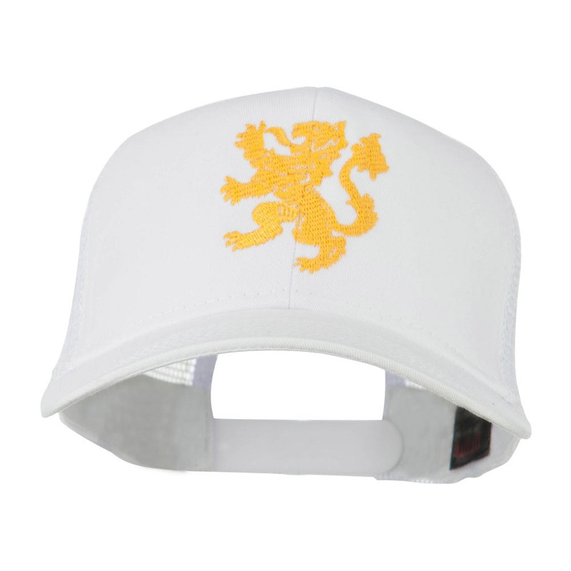 Heraldic Lion Embroidered Cap White One Size