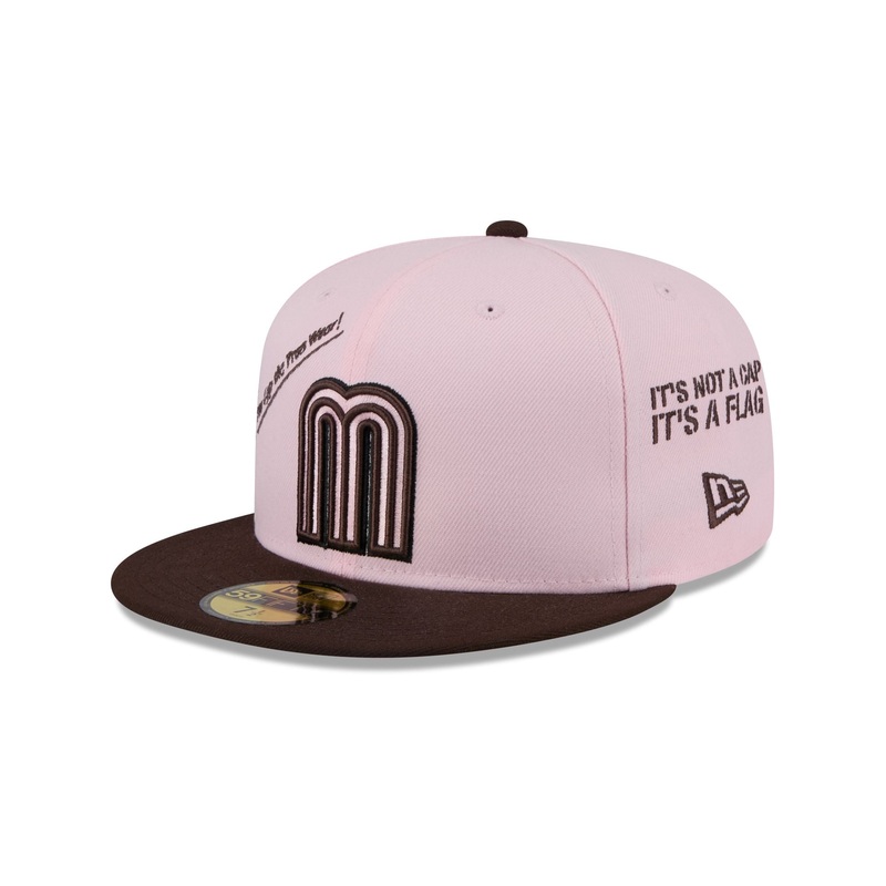 Mexico Baseball New Era Anniversary Logos Pink 59FIFTY Fitted Hat 7
