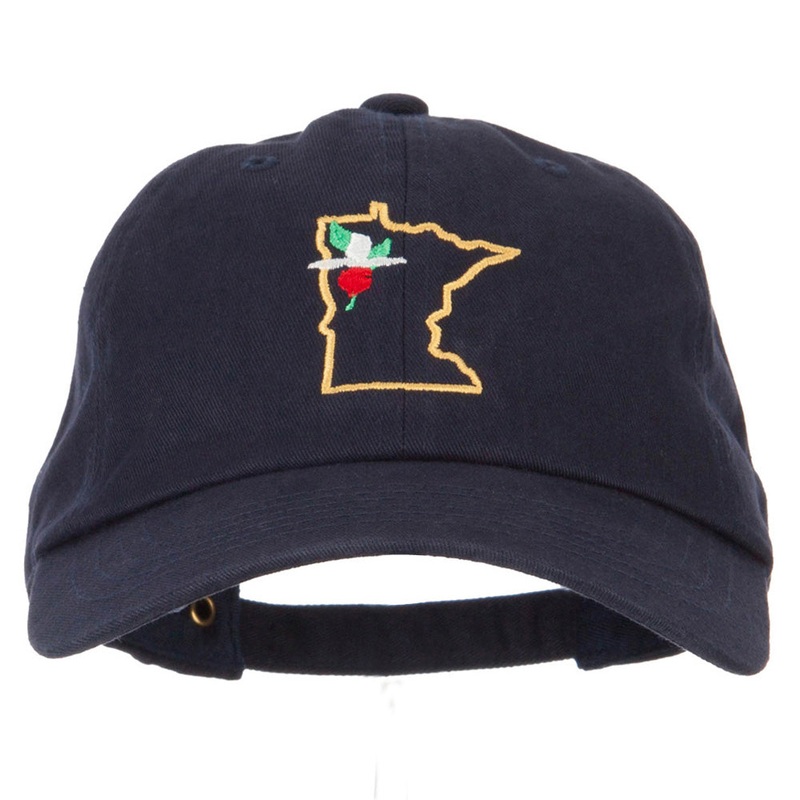 Minnesota Showy Lady’s Slippers with Map Embroidered Unstructured Cap Navy One Size