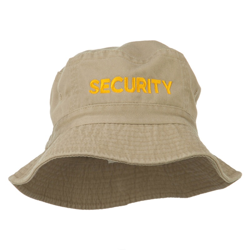 Security Embroidered Pigment Dyed Bucket Hat Khaki One Size