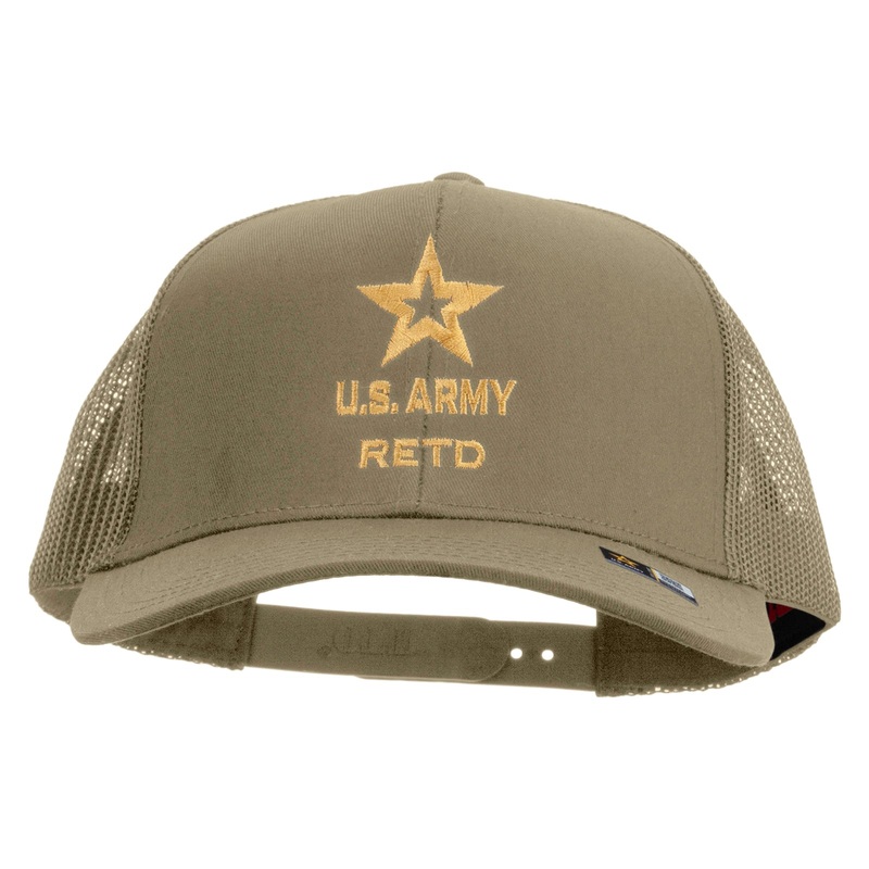 Star U.S. Army Retired Military Embroidered Solid Cotton Twill Mesh Prostyle Cap Navy One Size