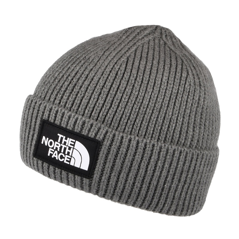 The North Face Hats TNF Logo Box Cuffed Fisherman Beanie Hat – Mid Grey 1-Size