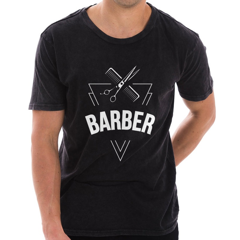 Barber Unisex Ring Spun Cotton Vintage Short Sleeve Crewneck Tee Shirt Vintage Black XS