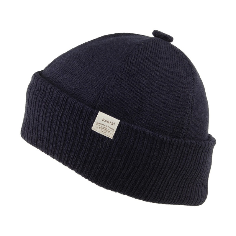 Barts Hats Lyon Button Cuffed Beanie Hat – Navy Blue 1-Size