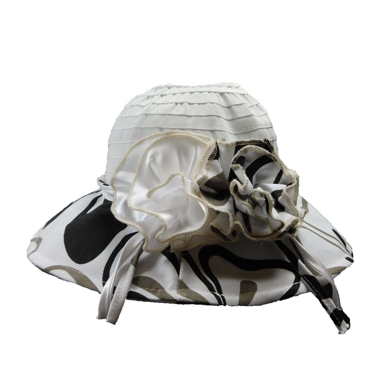 Black and White Ribbon Bucket Hat White