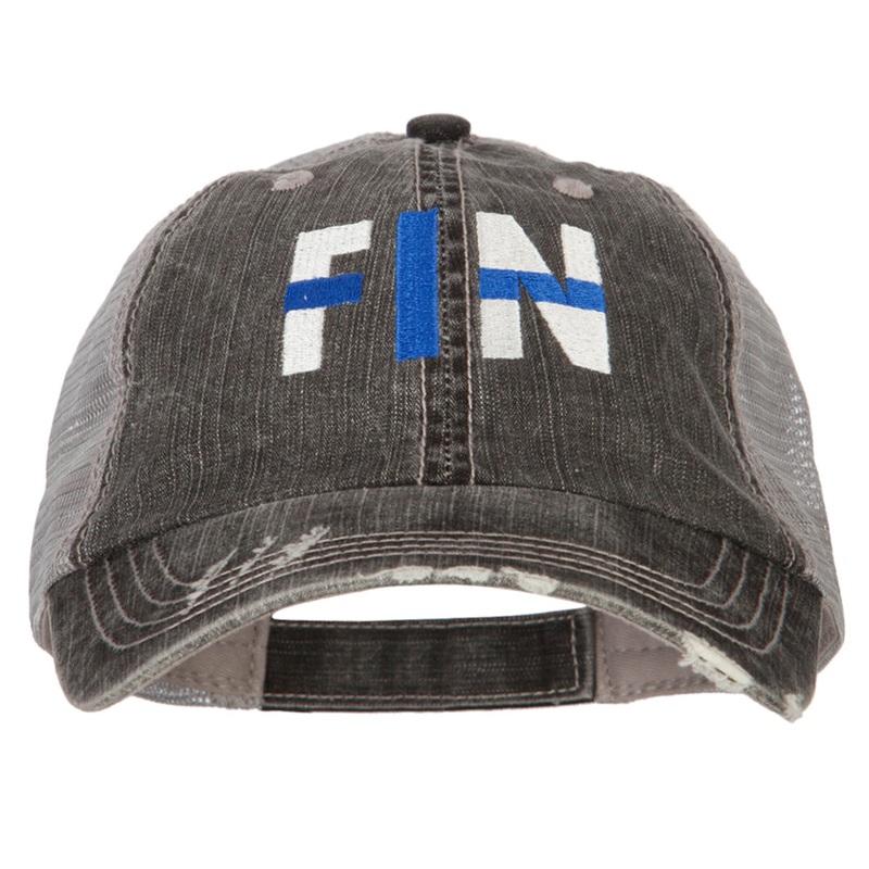 Finland FIN Flag Embroidered Low Profile Cotton Mesh Cap Black One Size