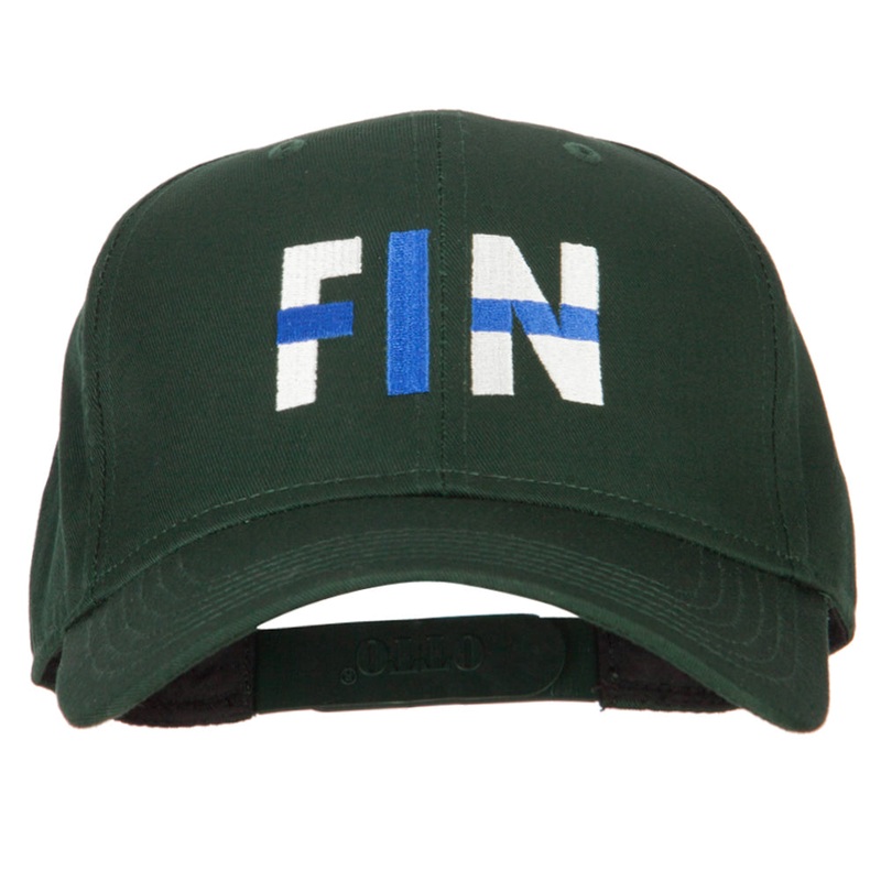 Finland FIN Flag Embroidered Solid Cotton Pro Style Cap Dk Green One Size