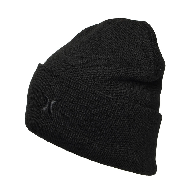Hurley Icon Cuff 2.0 Beanie Hat – Black On Black 1-Size