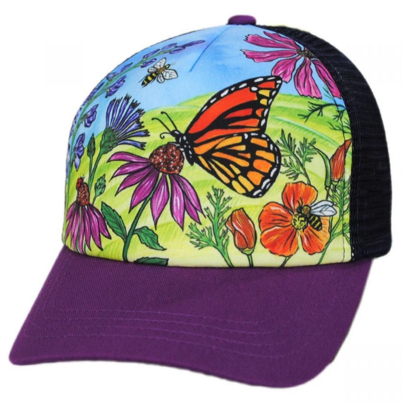 Kid’s Butterfly and Bees Trucker Snapback Baseball Cap BUTTERFLIES AND BEES ADJUSTABLE