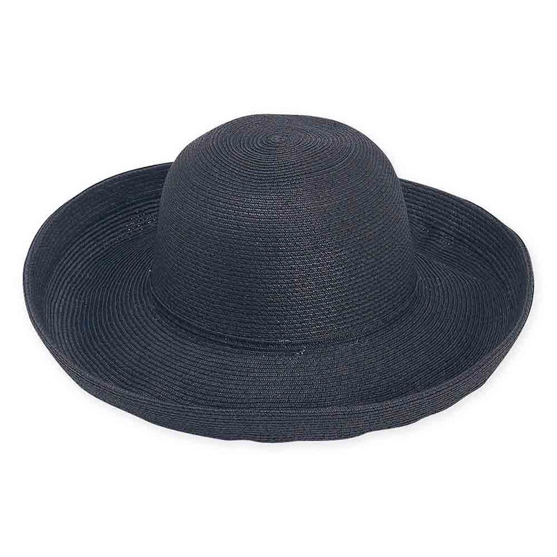 Large Size Women’s Hats: Up Turned Brim Straw Hat – Sun ‘N’ Sand Hats Black Large (59 cm)