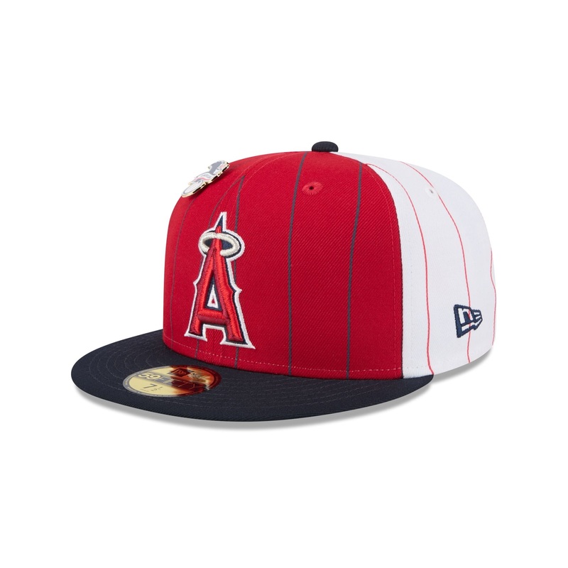 Los Angeles Angels Pinstripe League Pin 59FIFTY Fitted Hat 7