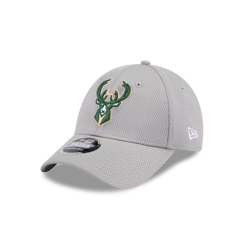 Milwaukee Bucks Gray 9FORTY Stretch-Snap Hat One Size