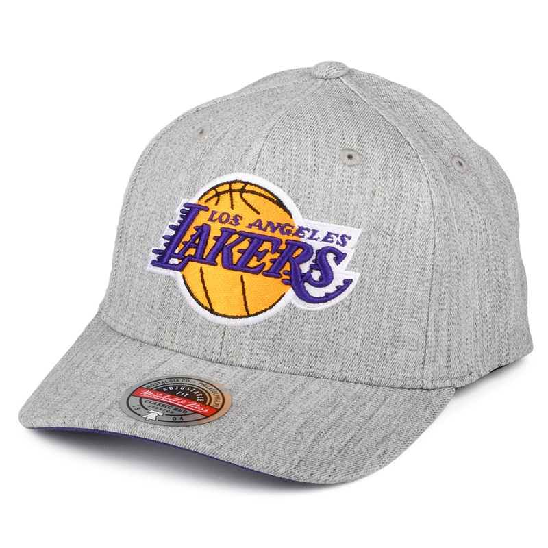 Mitchell & Ness L.A. Lakers Snapback Cap – NBA Team Heather Stretch – Heather Grey Adjustable
