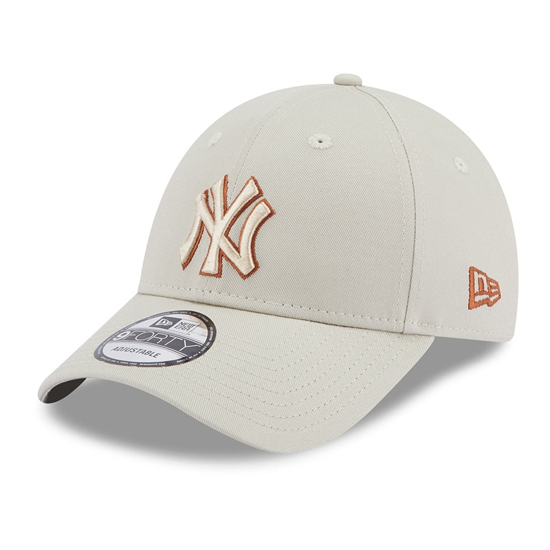 New Era 9FORTY New York Yankees Baseball Cap – MLB Team Outline – Stone-Toffee Adjustable