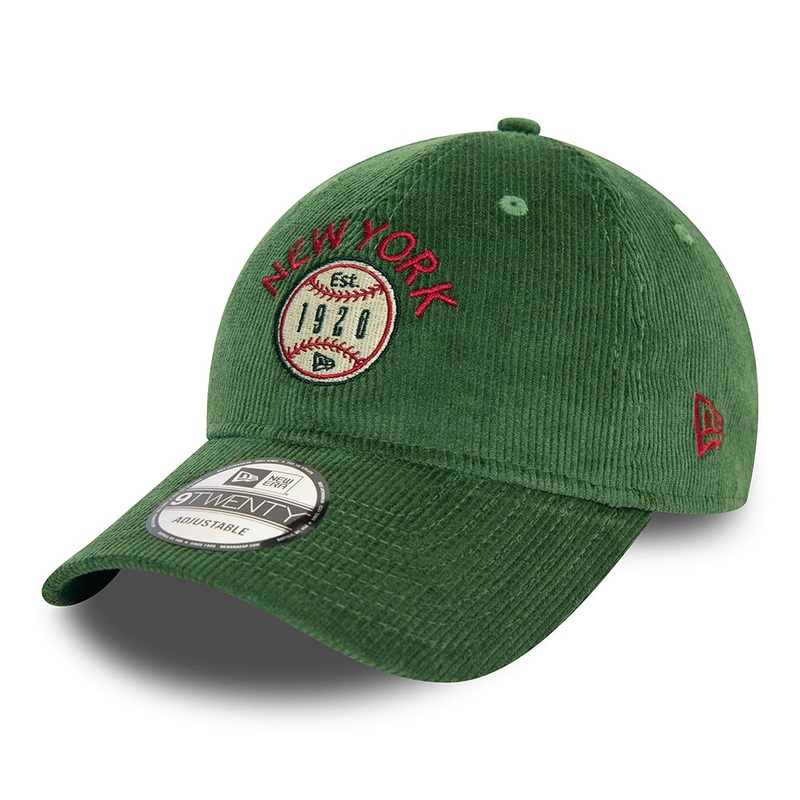 New Era 9TWENTY New York Baseball Cap – NE Cord – Dark Green Adjustable