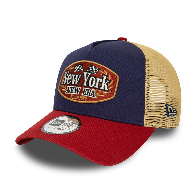New Era NE Patch A-Frame Trucker Cap – Navy-Red Adjustable