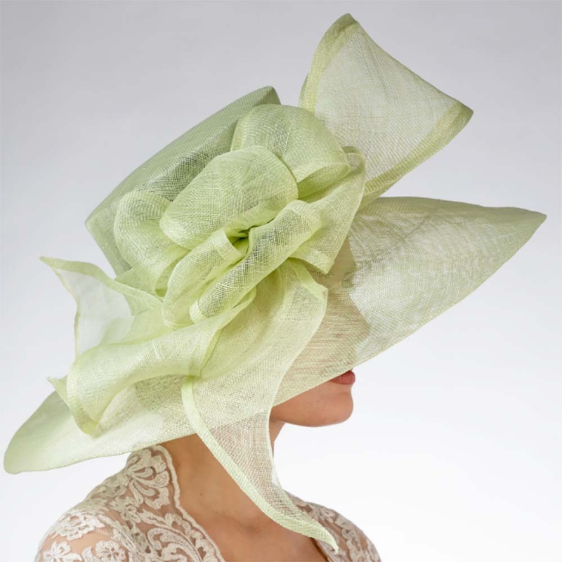 Pale Lime Loopy Bow Wide Brim Sinamay Dress Hat – KaKyCO Pale Lime M/L (58 cm)
