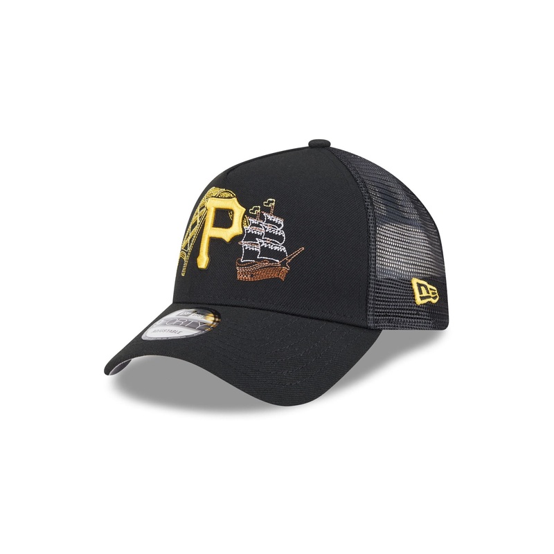 Pittsburgh Pirates State Stitch 9FORTY A-Frame Trucker Hat One Size