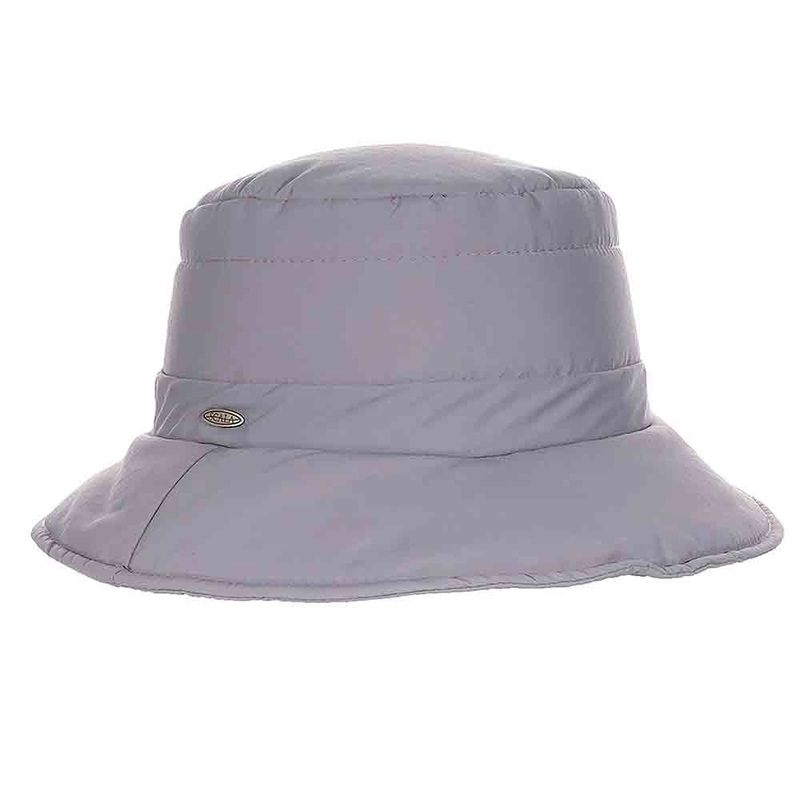 Puffer Rain Hat with Adjustable Toggle – Scala Hats Grey OS