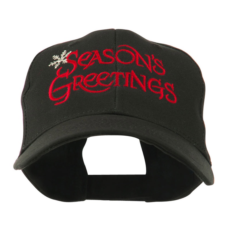 Season’s Greetings with Snowflake Embroidered Cap Black One Size