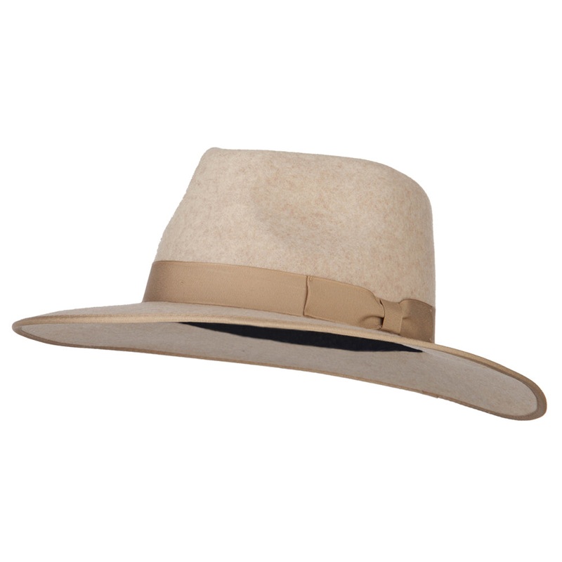 Women’s Wool Felt Bow Ribbon Band Trim Avocado Fedora Hat Oatmeal One Size