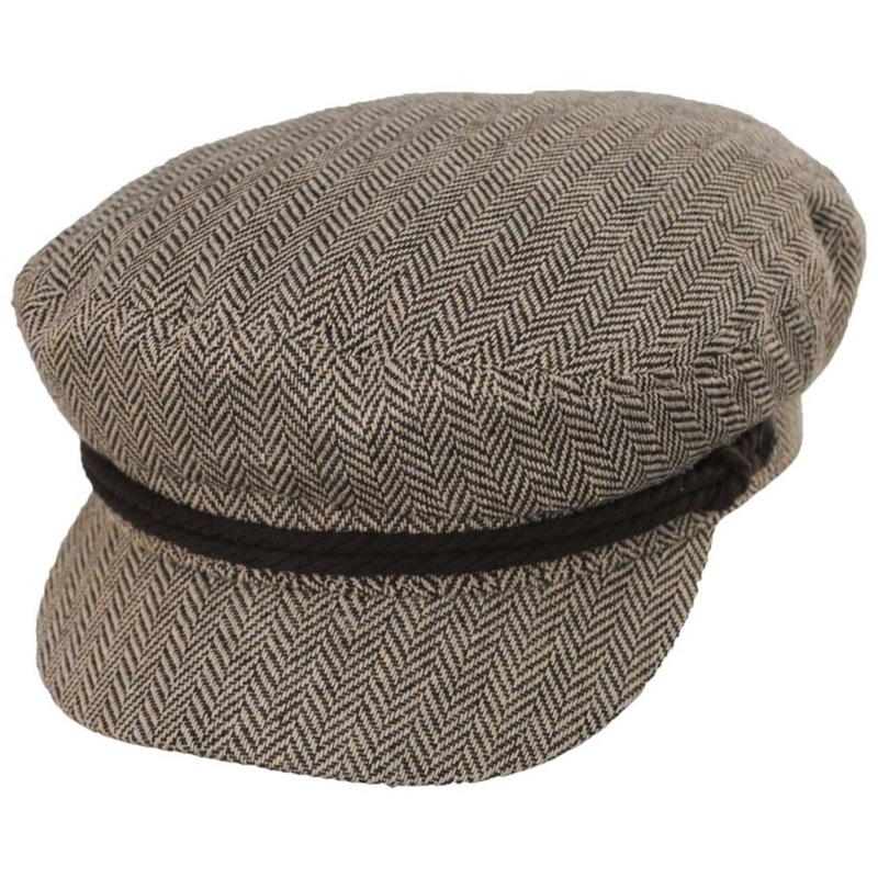 Wool Blend Herringbone Fiddler Cap – Dark Earth/Sand DARK EARTH/SAND S