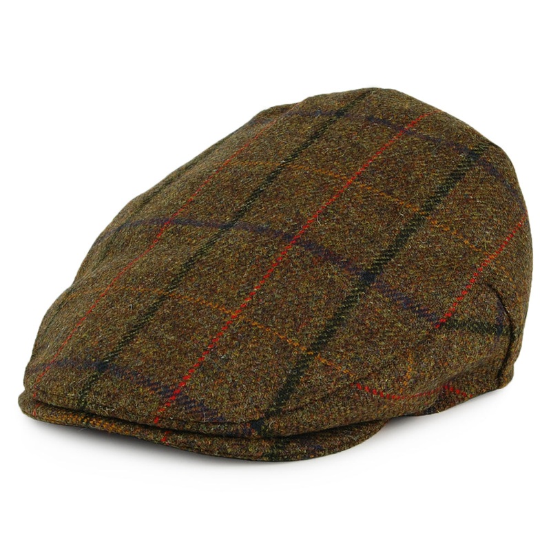 Christys Hats Country Tweed Balmoral Flat Cap – Olive-Brown S