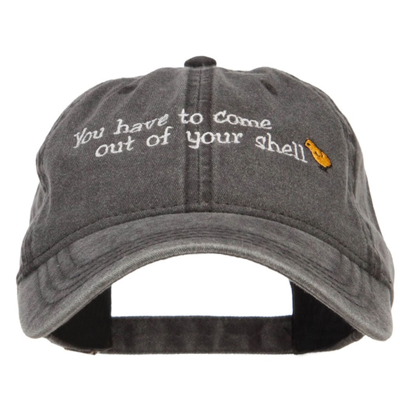 Come out of Shell Embroidered Washed Cap Black One Size