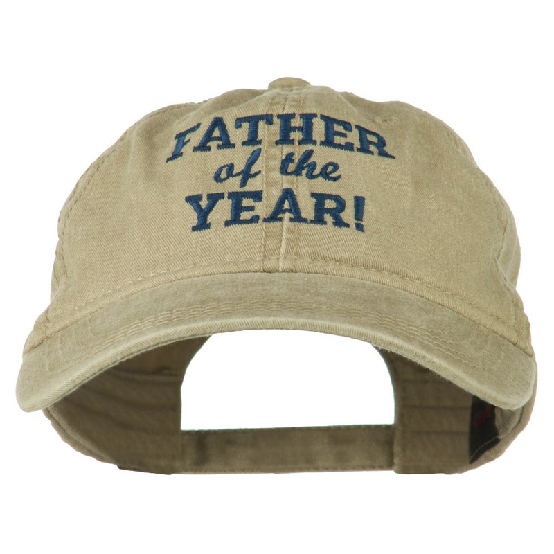 Father of the Year Embroidered Washed Cap Khaki One Size