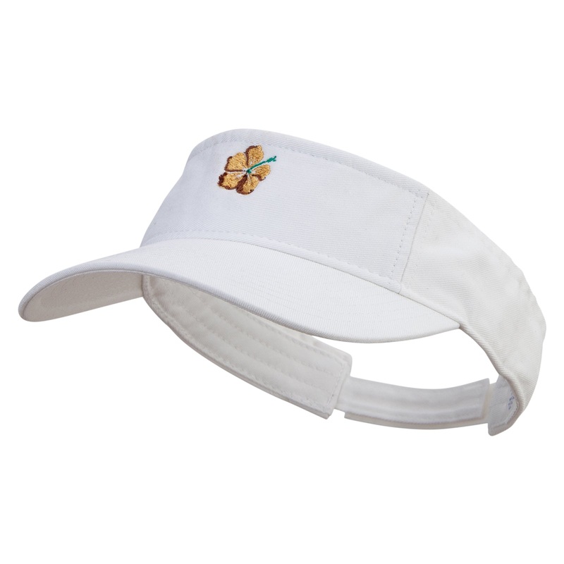 Hawaiian Polynesian Flower Embroidered Prostyle Cotton Twill Washed Visor White One Size