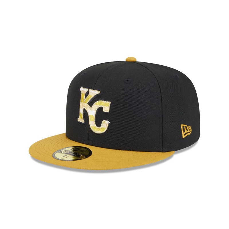 Kansas City Royals Metallic Gold Logo 59FIFTY Fitted Hat 7