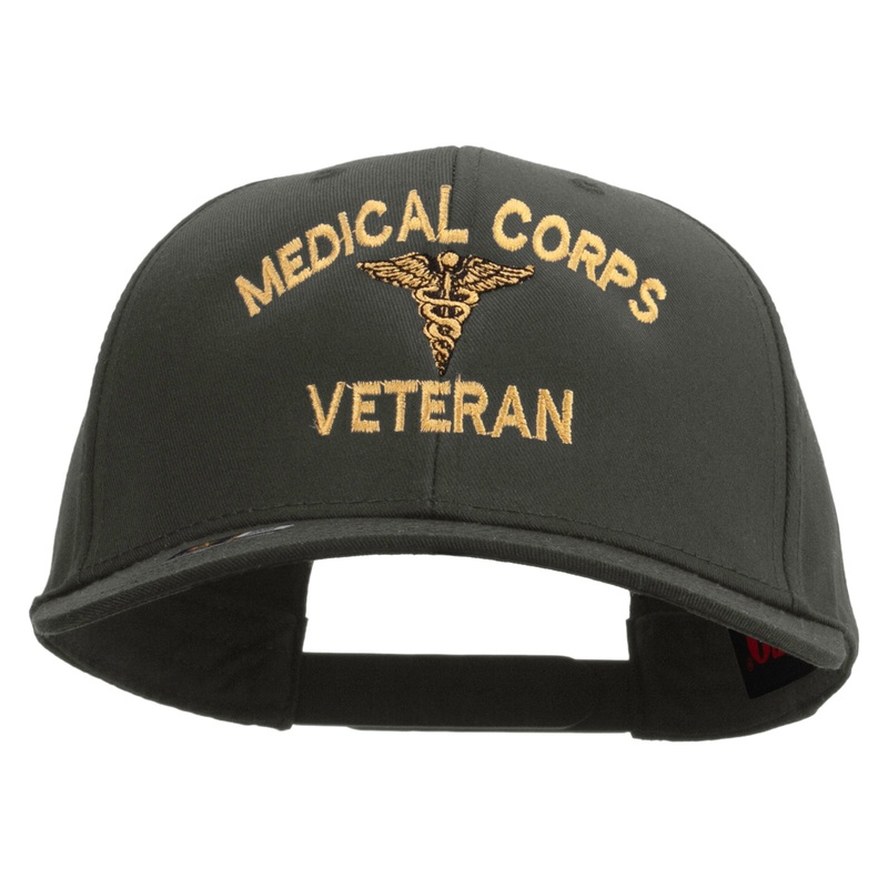 Medical Corps Veteran Embroidered Solid Cotton Twill Pro Style Cap Charcoal One Size