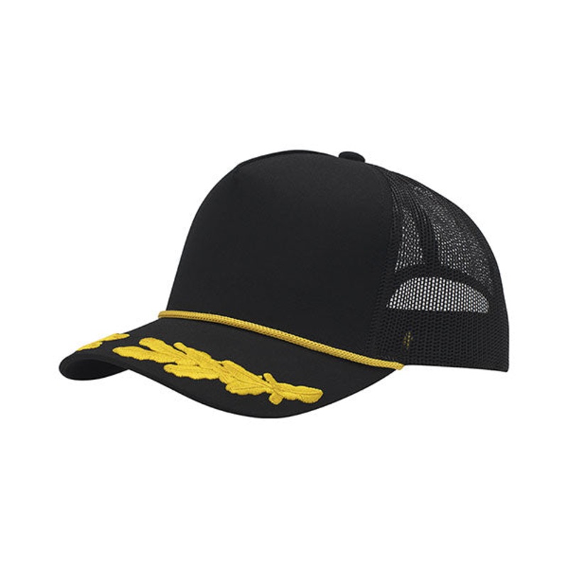 Mega Cap 6807F Captain Trucker Cap Black