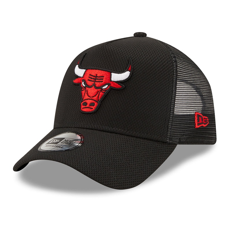 New Era Chicago Bulls A-Frame Trucker Cap – NBA Black Base – Black Adjustable