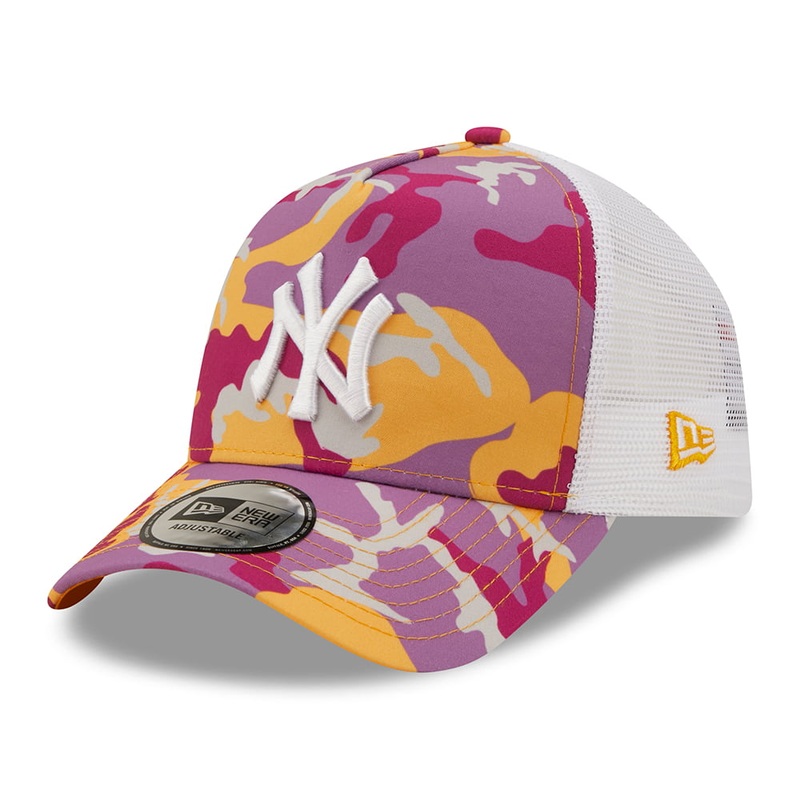 New Era New York Yankees A-Frame Trucker Cap – MLB Camo Pack – Pink-White Adjustable
