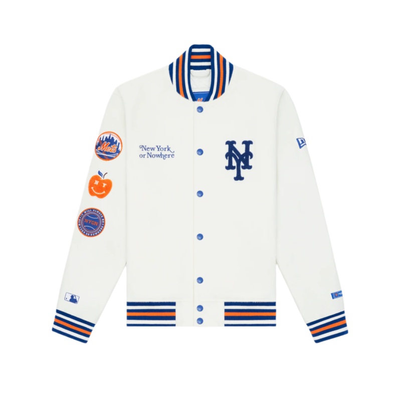 New York or Nowhere x New York Mets Chrome White Motto Varsity Jacket XS