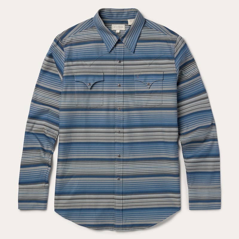 Serape Stripe Western Shirt Blue S