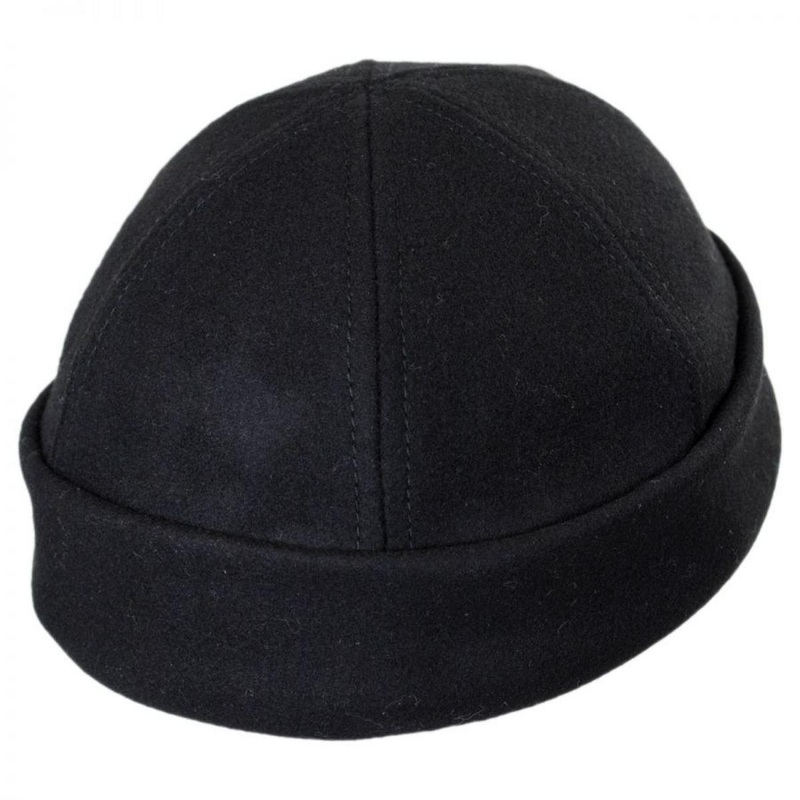 Six Panel Wool Skull Cap Beanie Hat BLACK M