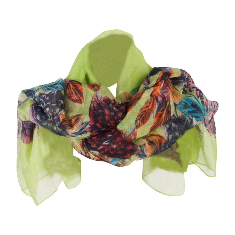 Thistle Flower Summer Scarf Grey One Size